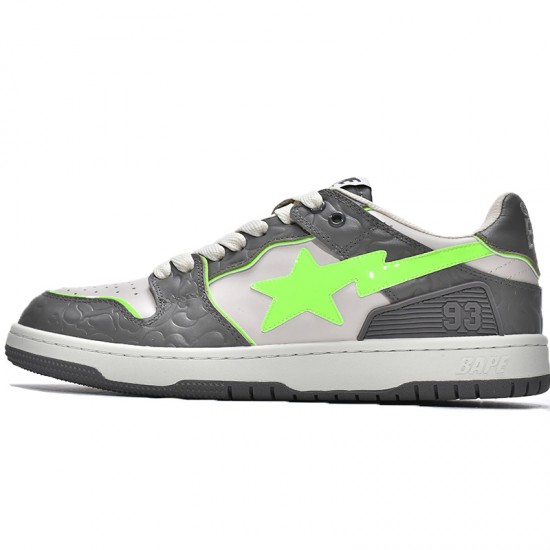 Bape Sk8 Sta Low Grey White Green Women Men Casual Shoes