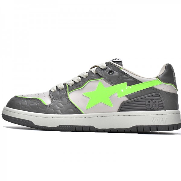 Bape Sk8 Sta Low Grey White Green Women Men Casual Shoes