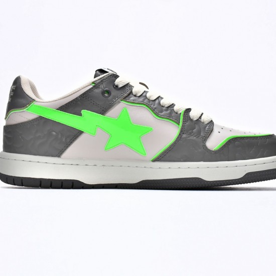 Bape Sk8 Sta Low Grey White Green Women Men Casual Shoes