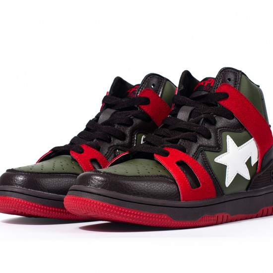 Bape Sta Sk8 High Army Green Black White Red Women Men Casual Shoes