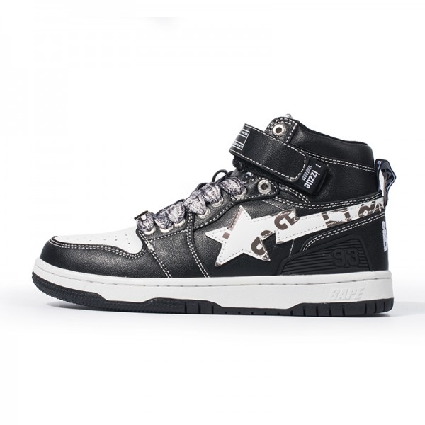 Bape Sta Sk8 High Black White Women Men Casual Shoes