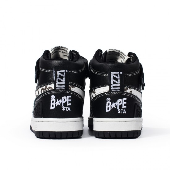 Bape Sta Sk8 High Black White Women Men Casual Shoes