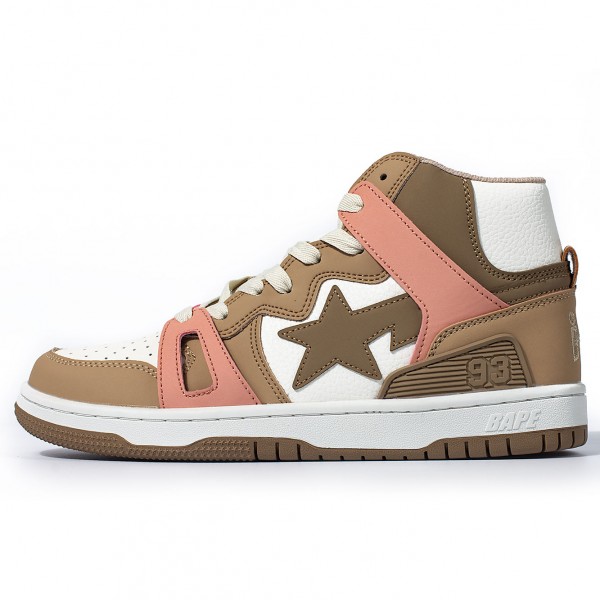 Bape Sta Sk8 High Brown White Women Men Casual Shoes