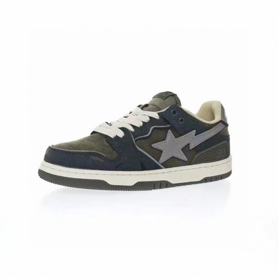 Bape Sta Sk8 Low Army Green Blue Beige Women Men Casual Shoes