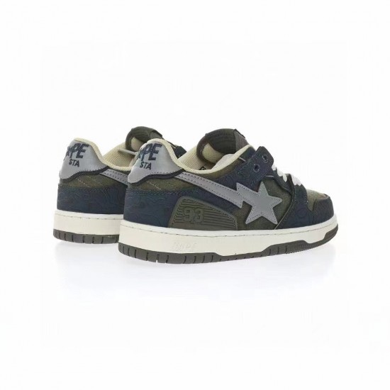 Bape Sta Sk8 Low Army Green Blue Beige Women Men Casual Shoes