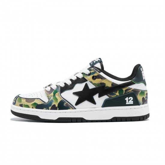 Bape Sta Sk8 Low Army Green White Black Women Men Casual Shoes