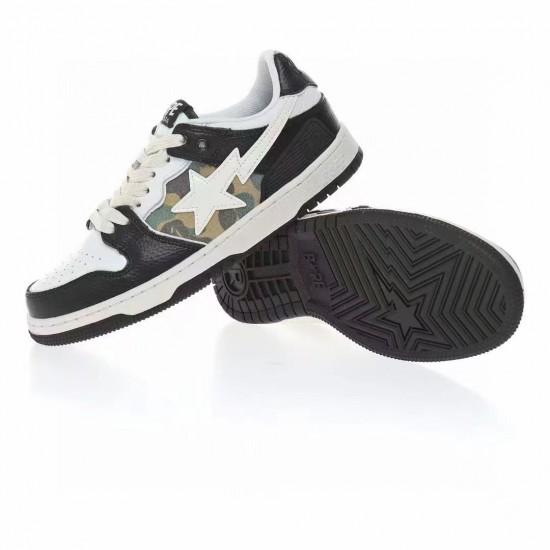 Bape Sta Sk8 Low Black White Women Men Casual Shoes