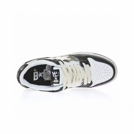 Bape Sta Sk8 Low Black White Women Men Casual Shoes