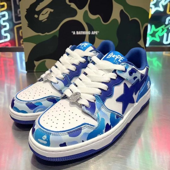 Bape Sta Sk8 Low Blue White Deep Blue Women Men Casual Shoes