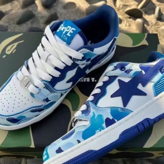 Bape Sta Sk8 Low Blue White Deep Blue Women Men Casual Shoes