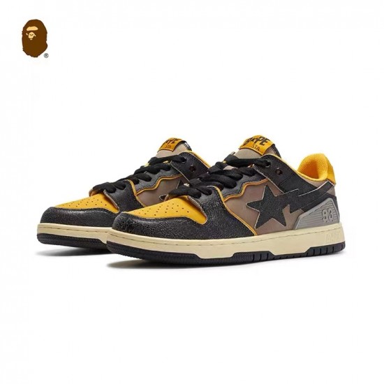 Bape Sta Sk8 Low Brown Black Yellow Women Men Casual Shoes