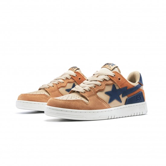 Bape Sta Sk8 Low Brown Blue Women Men Casual Shoes