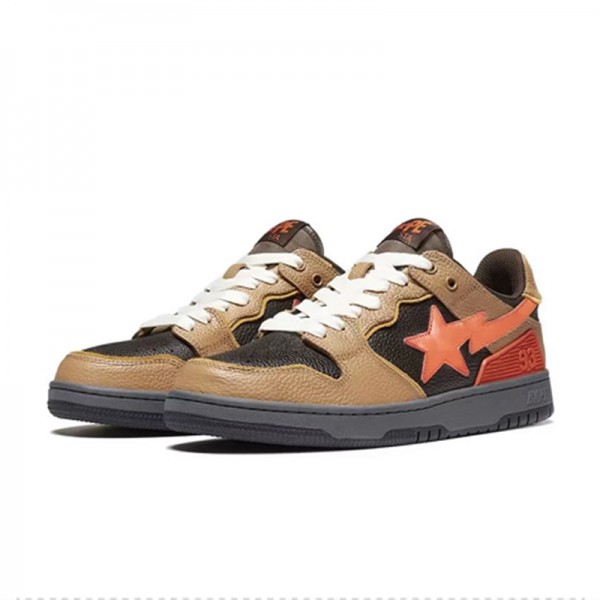 Bape Sta Sk8 Low Brown Orange Black Women Men Casual Shoes