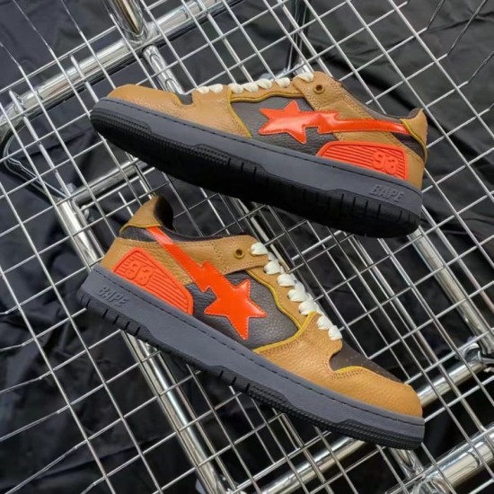 Bape Sta Sk8 Low Brown Orange Black Women Men Casual Shoes