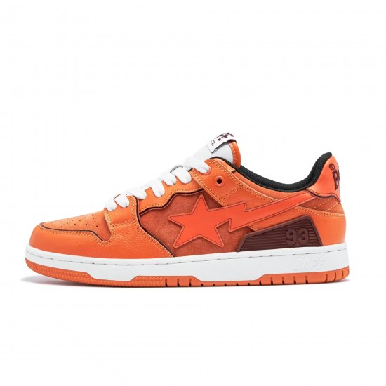 Bape Sta Sk8 Low Brown Orange White Women Men Casual Shoes