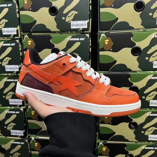 Bape Sta Sk8 Low Brown Orange White Women Men Casual Shoes