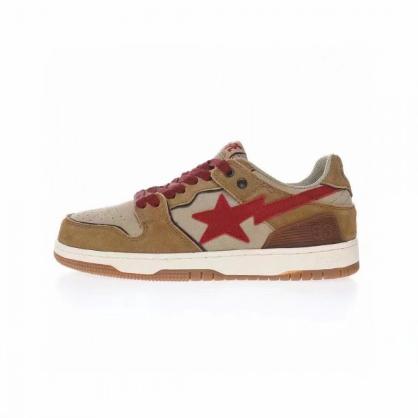 Bape Sta Sk8 Low Brown Red Women Men Casual Shoes