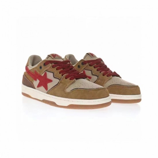 Bape Sta Sk8 Low Brown Red Women Men Casual Shoes