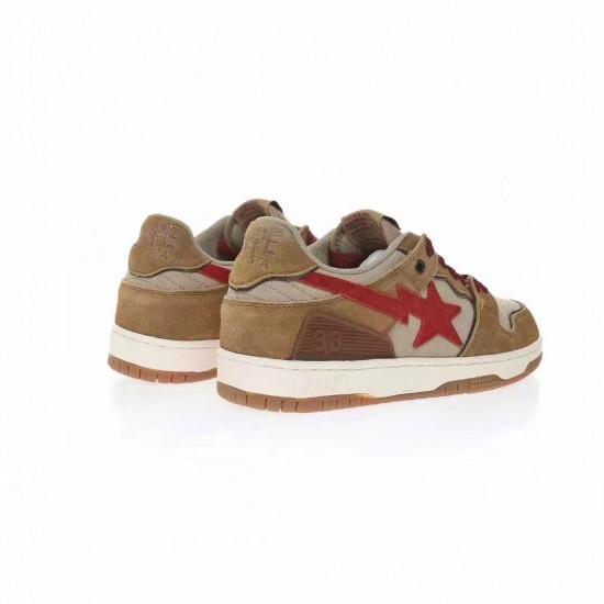 Bape Sta Sk8 Low Brown Red Women Men Casual Shoes