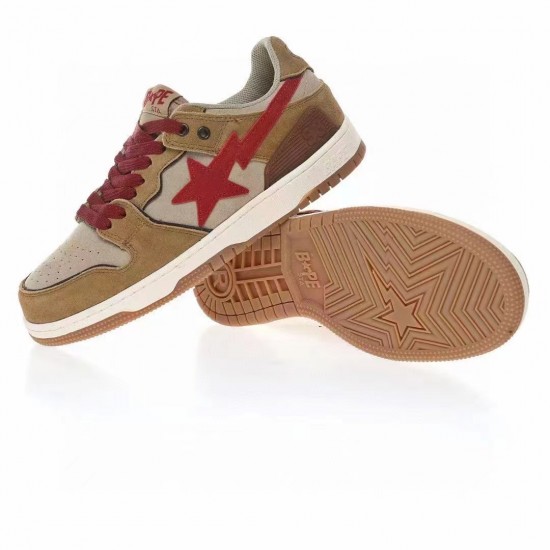 Bape Sta Sk8 Low Brown Red Women Men Casual Shoes