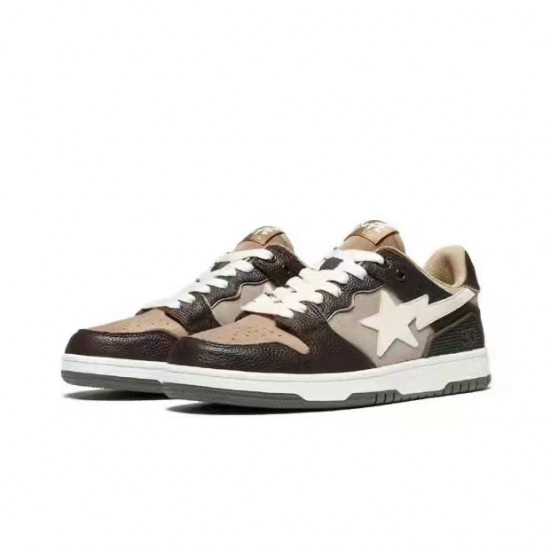 Bape Sta Sk8 Low Brown White Women Men Casual Shoes