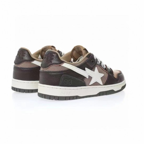 Bape Sta Sk8 Low Brown White Women Men Casual Shoes