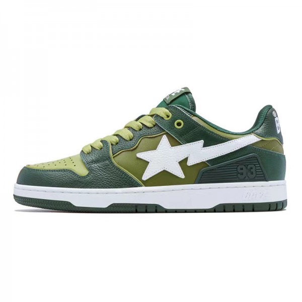 Bape Sta Sk8 Low Green Army Green White Women Men Casual Shoes