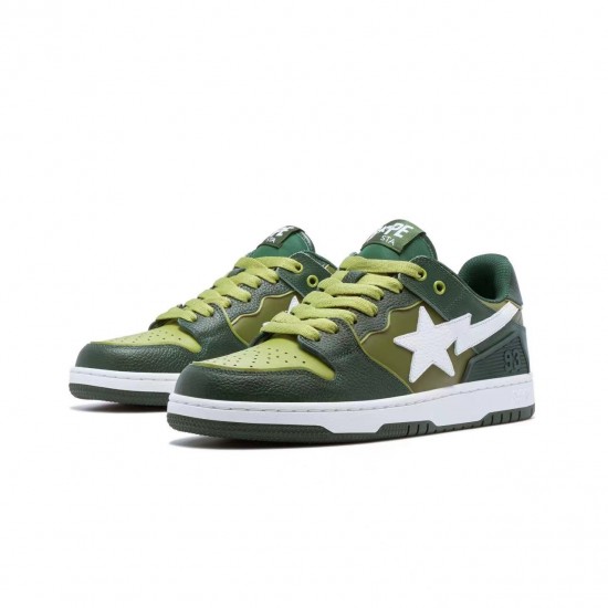 Bape Sta Sk8 Low Green Army Green White Women Men Casual Shoes