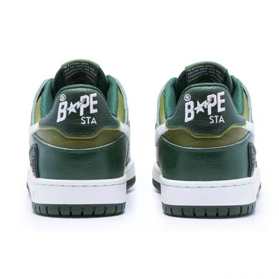 Bape Sta Sk8 Low Green Army Green White Women Men Casual Shoes