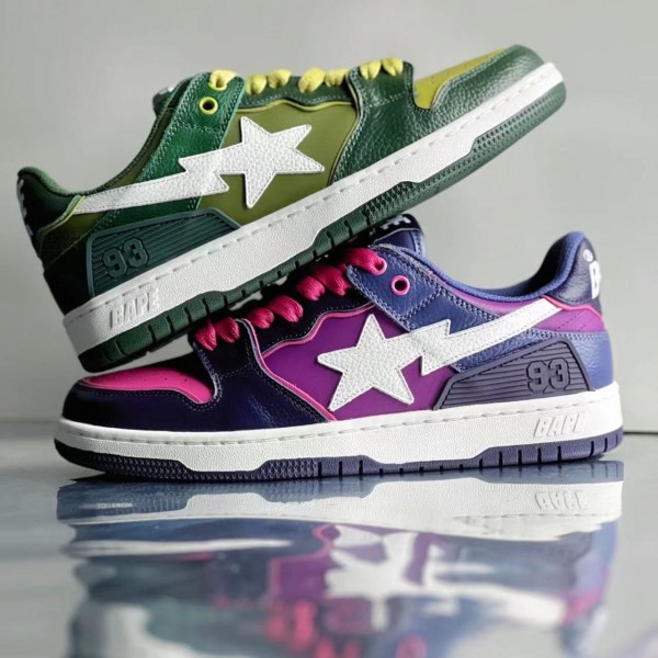 Bape Sta Sk8 Low Green Army Green White Women Men Casual Shoes