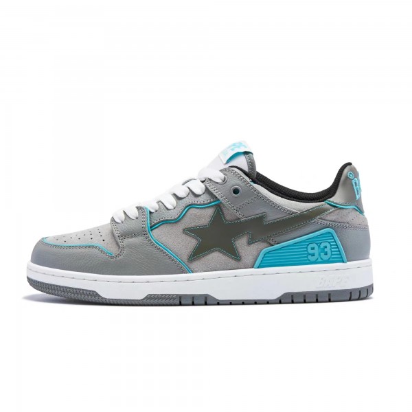 Bape Sta Sk8 Low Grey Ltblue Women Men Casual Shoes