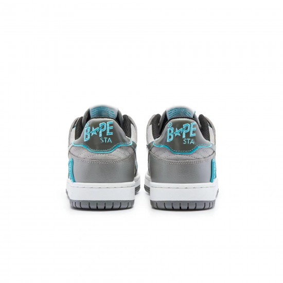 Bape Sta Sk8 Low Grey Ltblue Women Men Casual Shoes