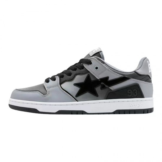 Bape Sta Sk8 Low Grey Silver Black Women Men Casual Shoes