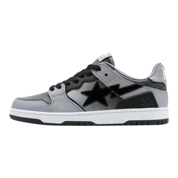 Bape Sta Sk8 Low Grey Silver Black Women Men Casual Shoes