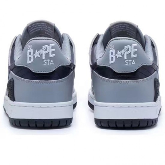 Bape Sta Sk8 Low Grey Silver Black Women Men Casual Shoes