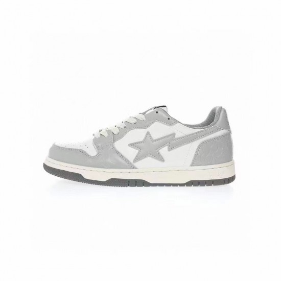 Bape Sta Sk8 Low Grey White Women Men Casual Shoes