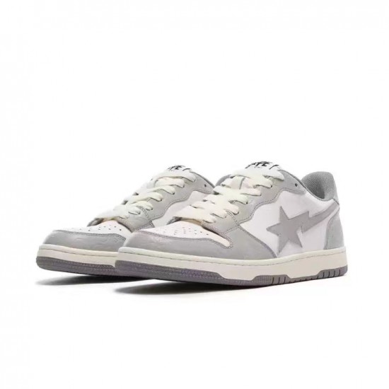 Bape Sta Sk8 Low Grey White Women Men Casual Shoes