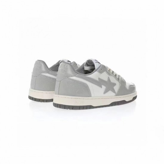 Bape Sta Sk8 Low Grey White Women Men Casual Shoes