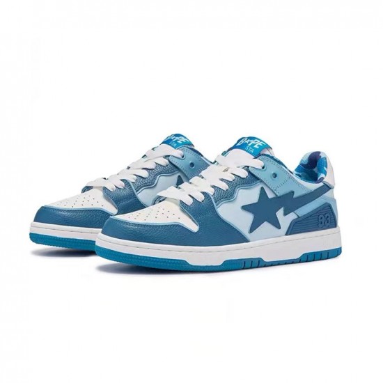 Bape Sta Sk8 Low Ltblue White Women Men Casual Shoes