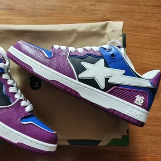 Bape Sta Sk8 Low Purple Blue White Women Men Casual Shoes