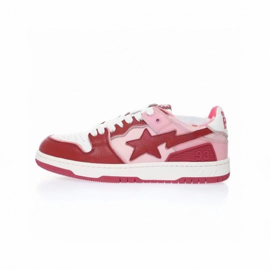 Bape Sta Sk8 Low Red White Women Men Casual Shoes