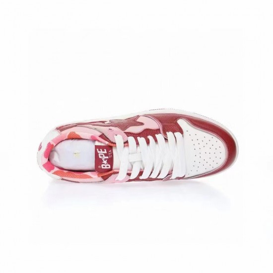 Bape Sta Sk8 Low Red White Women Men Casual Shoes