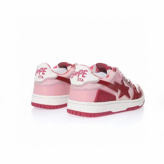 Bape Sta Sk8 Low Red White Women Men Casual Shoes