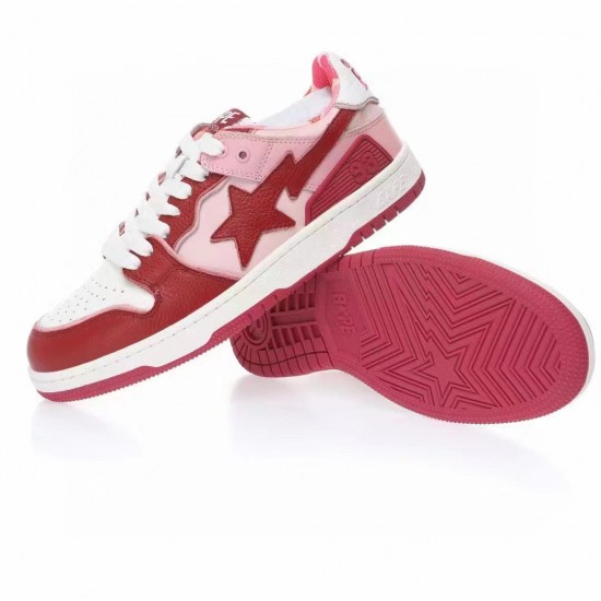 Bape Sta Sk8 Low Red White Women Men Casual Shoes