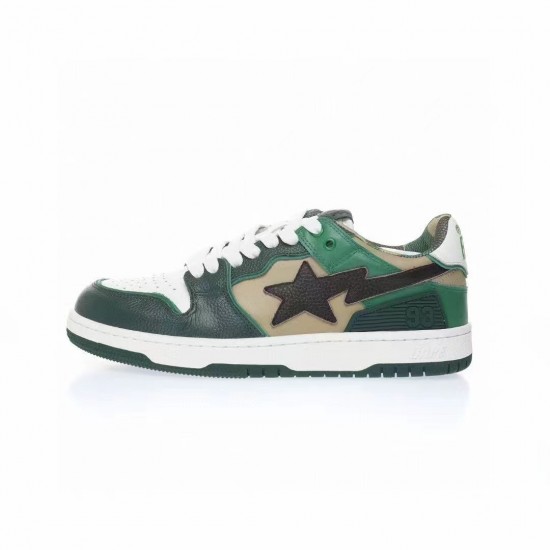 Bape Sta Sk8 Low White Green Brown Women Men Casual Shoes