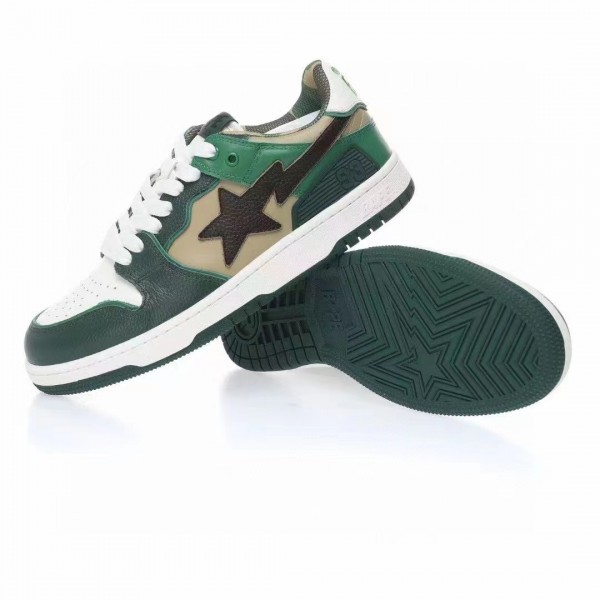 Bape Sta Sk8 Low White Green Brown Women Men Casual Shoes