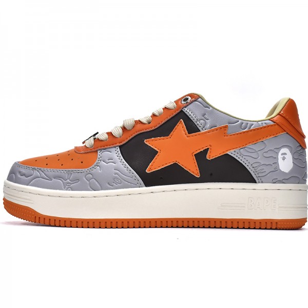 Bathing Ape Bape Sta Low Grey Orange Women Men Casual Shoes