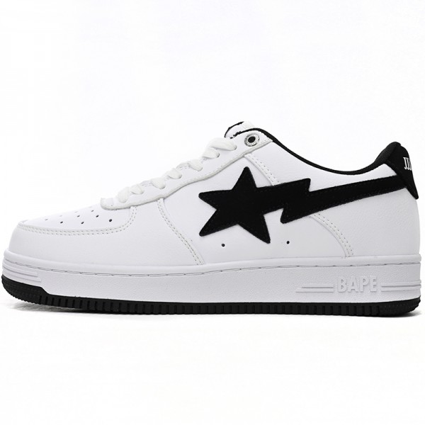 Bathing Ape Bape Sta Low White And Black Tick Women Men Casual Shoes