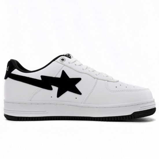 Bathing Ape Bape Sta Low White And Black Tick Women Men Casual Shoes