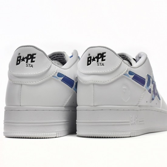 Bathing Ape Bape Sta Low White Blue Camouflage Women Men Casual Shoes